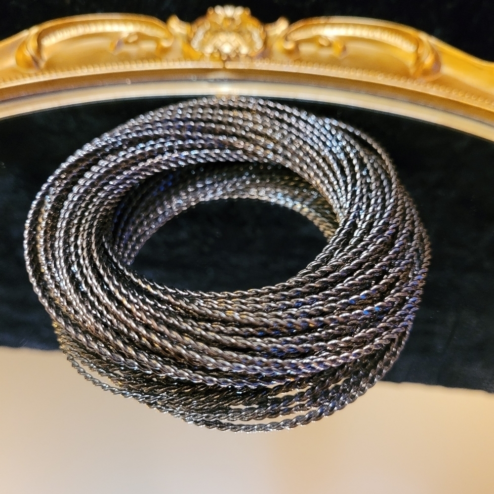 VINTAGE GUNMETAL MULTI-BANGLE TWISTED BRACELET - Picture 12 of 16